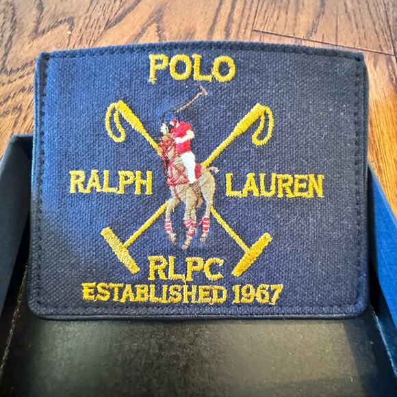 NEW NIB Polo Ralph Lauren Men's Credit Card Wallet Crest Pony Canvas Leather - Picture 1 of 12